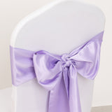 5 Pack Lavender Lilac Lamour Satin Chair Sashes, Chair Bows - 6x106inch