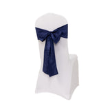 5 Pack Navy Blue Lamour Satin Chair Sashes, Chair Bows - 6x106inch