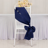 5 Pack Navy Blue Lamour Satin Chair Sashes, Chair Bows - 6x106inch