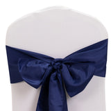 5 Pack Navy Blue Lamour Satin Chair Sashes, Chair Bows - 6x106inch