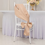 5 Pack Nude Lamour Satin Chair Sashes, Chair Bows - 6x106inch