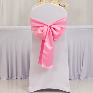 <h3 style="margin-left:0px;"><span style="background-color:transparent;color:#000000;">Luxurious Pink Lamour Satin Chair Sashes</span>