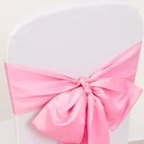 5 Pack Pink Lamour Satin Chair Sashes, Chair Bows - 6x106inch