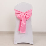 5 Pack Pink Lamour Satin Chair Sashes, Chair Bows - 6x106inch