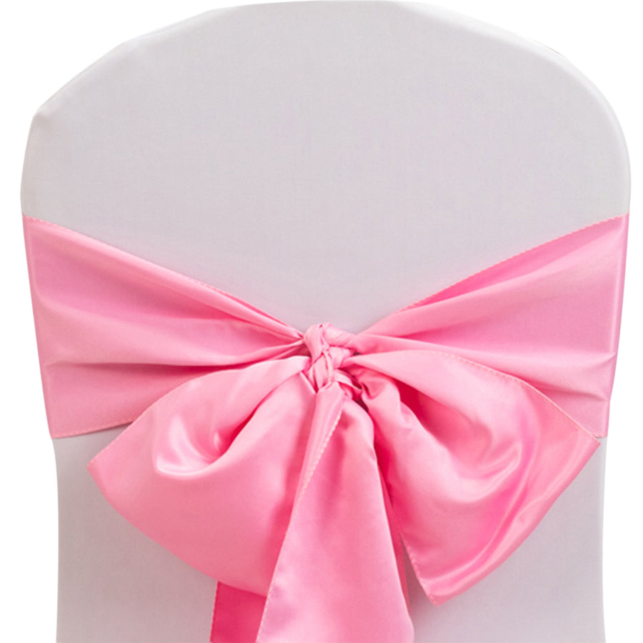 5 Pack Pink Lamour Satin Chair Sashes, Chair Bows - 6x106inch