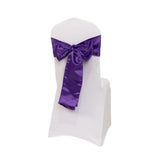 5 Pack Purple Lamour Satin Chair Sashes, Chair Bows - 6x106inch