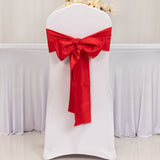 5 Pack Red Lamour Satin Chair Sashes, Chair Bows - 6x106inch