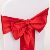 5 Pack Red Lamour Satin Chair Sashes, Chair Bows - 6x106inch