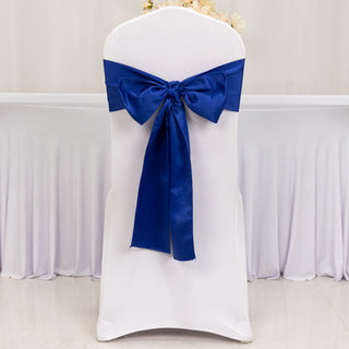 <h3 style="margin-left:0px;"><span style="background-color:transparent;color:#000000;">Luxurious Royal Blue Lamour Satin Chair Sashes</span>