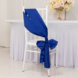 5 Pack Royal Blue Lamour Satin Chair Sashes, Chair Bows - 6x106inch