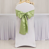 5 Pack Sage Green Lamour Satin Chair Sashes, Chair Bows - 6x106inch