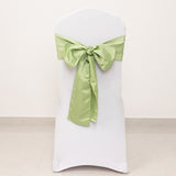 5 Pack Sage Green Lamour Satin Chair Sashes, Chair Bows - 6x106inch