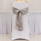 5 Pack Silver Lamour Satin Chair Sashes, Chair Bows - 6x106inch