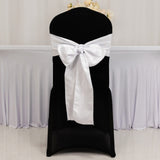 5 Pack White Lamour Satin Chair Sashes, Chair Bows - 6x106inch