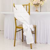 5 Pack White Lamour Satin Chair Sashes, Chair Bows - 6x106inch