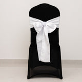 5 Pack White Lamour Satin Chair Sashes, Chair Bows - 6x106inch