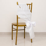 5 Pack White Lamour Satin Chair Sashes, Chair Bows - 6x106inch