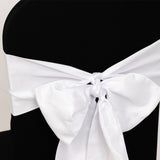 5 Pack White Lamour Satin Chair Sashes, Chair Bows - 6x106inch