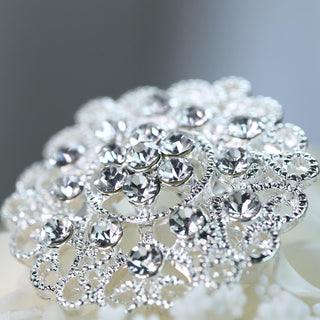 Elegant Silver Plated Mandala Crystal Rhinestone Brooches