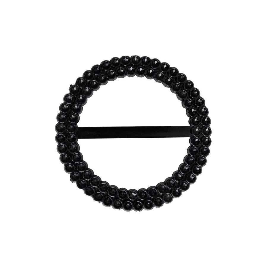Black Diamond Circle Napkin Ring Pin Brooch, Rhinestone Chair Sash Bow Buckle