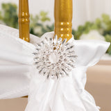 2 Pack Silver Metal Snowflake Chair Sash Band Buckles with Diamonds, Round Rhinestone Chair Band