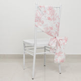 6x108inch White Pink French Toile Polyester Chair Sashes, Elegant Chair Ties for Weddings, Parties