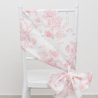 <h3 style="margin-left:0px;"><strong>White Pink French Toile Polyester Chair Sashes</strong>