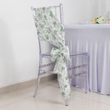 5 Pack Dusty Sage Green Floral Polyester Chair Sashes
