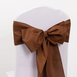 5 Pack Cinnamon Brown Polyester Chair Sashes - 6x108inch#whtbkgd