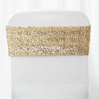 Add a Touch of Elegance to Your Chairs with Champagne Sequin Spandex Chair Sashes