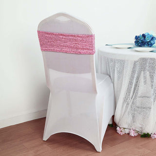Add a Touch of Elegance with Pink Sequin Chair Sashes