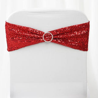 Create a Memorable Event with Red Sequin Spandex Chair Sashes
