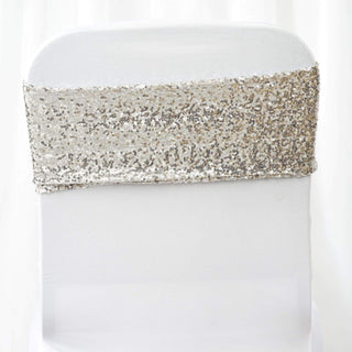Add Sparkle to Your Event with Silver Sequin Chair Sashes
