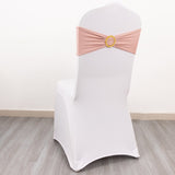 5 Pack Dusty Rose Spandex Chair Sashes with Gold Diamond Buckles, Elegant Stretch Chair Bands