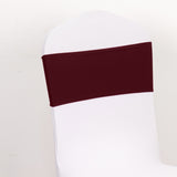 5 Pack Burgundy Spandex Chair Sashes with Gold Diamond Buckles, Elegant Stretch Chair Bands
