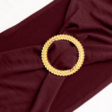 5 Pack Burgundy Spandex Chair Sashes with Gold Diamond Buckles, Elegant Stretch Chair Bands#whtbkgd
