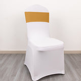 5 Pack Gold Spandex Chair Sashes with Gold Diamond Buckles, Elegant Stretch Chair Bands and Slide