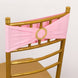 5 Pack Pink Spandex Chair Sashes with Gold Diamond Buckles, Elegant Stretch Chair Bands and Slide