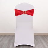 5 Pack Red Spandex Chair Sashes with Gold Diamond Buckles, Elegant Stretch Chair Bands and Slide On 