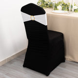 5 Pack White Spandex Chair Sashes with Gold Diamond Buckles, Elegant Stretch Chair Bands and Slide