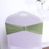 5 Pack Eucalyptus Sage Green Spandex Stretch Chair Sashes with Silver Diamond Ring Slide Buckle
