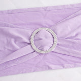 5 Pack | Lavender Lilac Spandex Stretch Chair Sashes with Silver Diamond Ring Slide Buckle