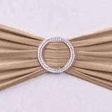 5 Pack | Nude Spandex Stretch Chair Sashes with Silver Diamond Ring Slide Buckle | 5x14inch#whtbkgd