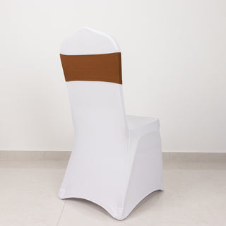 Enhance Your Event Decor with Cinnamon Brown Spandex Chair Sashes