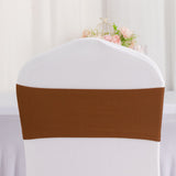 5 Pack Cinnamon Brown Spandex Stretch Chair Sashes Bands Heavy Duty with Two Ply Spandex - 5x12inch