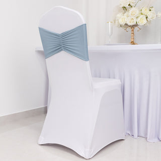 <span style="background-color:transparent;color:#000000;">Versatile Dusty Blue Ruffled Fitted Chair Sash Bands</span>