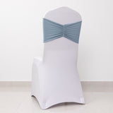 5 Pack Dusty Blue Wide Ruffled Fitted Spandex Chair Sash Band