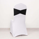 5 Pack Black Wide Ruffled Fitted Spandex Chair Sash Band