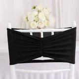 5 Pack Black Wide Ruffled Fitted Spandex Chair Sash Band