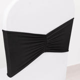 5 Pack Black Wide Ruffled Fitted Spandex Chair Sash Band